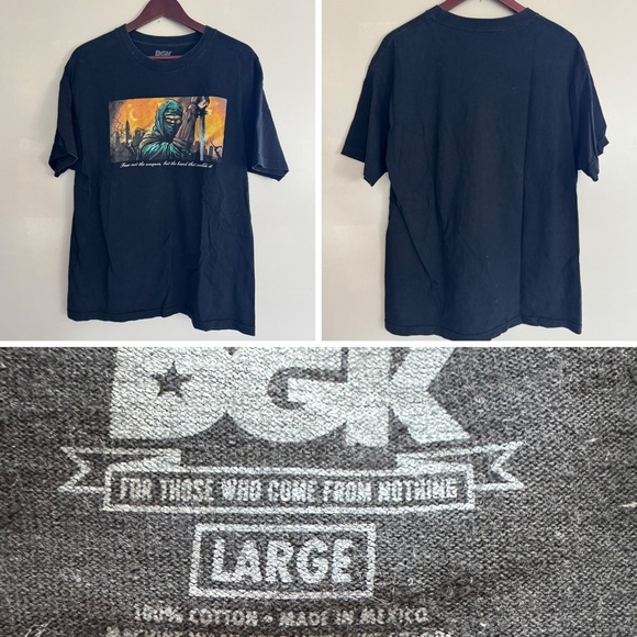 Graphic Tee Bundle 6 Piece Black T-Shirts Short Sleeve Lot Size Large - Picture 10 of 15